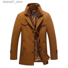 Men's Trench Coats New Winter Wool Coat Slim Fit Jackets Mens Casual Warm Outerwear Jacket and Coat Men Pea Coat Size M-4Xl Drop Shipping 4 ColorsQ240125