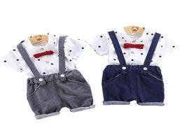 summer Toddler Baby Boy Clothes Sets Infants Newborn Boy Clothes Shorts Sleeve Tops Overalls 2PCS Outfits gentry Bebes Clothing X04440832