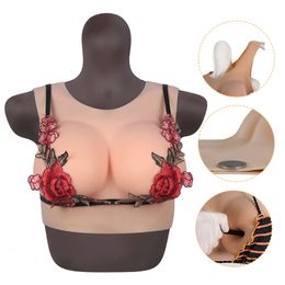 Costume Accessories Short Upper Body Thin Silicone Fake Boobs Round Collar Breast Form Plate for Cd Td Transgender Transvestite Cosplay Shemale