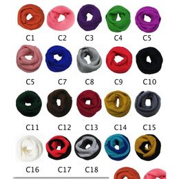 Scarves 20 Colors New Winter Infinity Scarfs Knitted Cowl Neck Ring Long Scarf Warm Neckerchief 2 Circle 10Pcs Shipment Drop Delivery Dhper