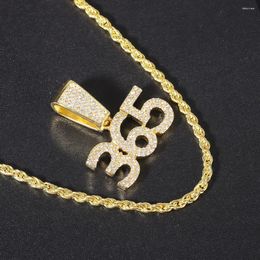 Pendant Necklaces Hip Hop Style 368 Numerical Necklace With 4mm Wide Rope Chain Men's Jewelry For Men And Women