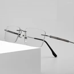 Sunglasses Frames Vazrobe Rimless Glasses Men Frameless Eyeglasses Frame Male Spectacles For Prescription Myopic -100 -150 -250 -300 MR-8
