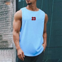 Men's Tank Tops Summer O-neck Men Vests Workout Clothes Muscle Tank Top Mens Gym Fitness Sweatshirt Sports Mesh Basketball Sleeveless T-shirtL240124