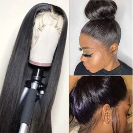 Lace front wig human hair pre pulled baby hair glue free black natural color human hair wig for women (20 inches) 230125