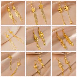 Dangle Earrings 24K Gold-plated Jewellery Pendant High Quality Women's Fashion Luxury Long Fringe Party Gifts