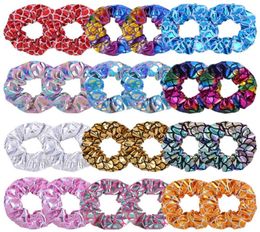 Women Shiny gold stamp Scrunches Hair Bands Elastic Hairbands Girls Ponytail Holder Rope Scrunchie Hairbands A2835574916