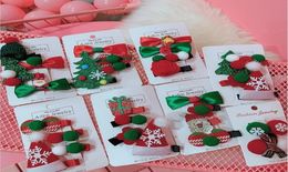 Kid Christmas Hair Clip Girls Baby Headband 4pcscard Kids Barrettes Girls Hair Bows Xmas Hair Accessories WY863w1242751