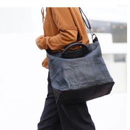 Evening Bags Highend Vintage Casual Large Black Brown Top Grain Genuine Leather A4 Women Handbag Female Tote Lady Shoulder Messenger Bag