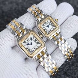 Wristwatch Listwatch C 2023 مصممة فاخرة Women Wather Fashion Panther de Gold Womens High Sense Diamond inlaid Steel Band Band Plan