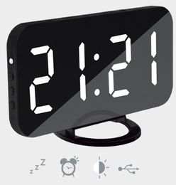 Multifunction LED Mirror Alarm Clock Digital Clock Snooze Display Time Night Led Light Table Desktop Alarm Clock4564207