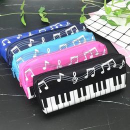 Creative Novelty Student Pencil Case Square Single Layer Oxford Cloth Pen Bag For Girls Boy Musical Note Piano Stationery Pouch