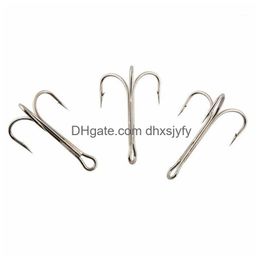 Fishing Hooks Easy Catch 100Pcs 3551 Big Game Treble Artificial Bait Fishhooks Size 6/0 7/0 8/0 10/01 Drop Delivery Sports Outdoors Dhrrp