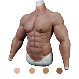 Costume Accessories Realistic Fake Muscle Suit Silicone Artificial Gel Ho Costume for Man Cosplay Halloween Chest Bodysuit Stimulation Skin