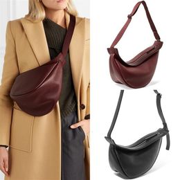 Drawstring 2022 Women Slouchy Banana Crossbody Bag Lady Wine Red Black Colour Shoulder Sling Bags Zipper Half Moon PU Leather Chest299A