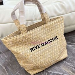 Bucket Tote Bag Vegetable Basket rive gauche Summer Vacation Beach Straw Bags ysllarge Capacity Women wallet Handbags Purse Lafite Grass Weaving Beach Travel Totes