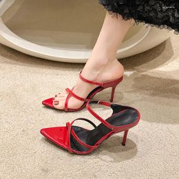 Slippers Sexy High Heels Women Sandals Summer Dress Shoes Fashion 2024 Pointed Toe Party Flip Flops Slides Mujer Pumps