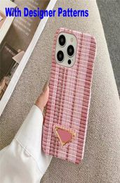 Luxury Triangle Metal Nameplate Phone Cases for iPhone 14 Pro Max 13 12 11 14Plus wiith P Letter Cute Aesthetic Classic Pattern Re4609031