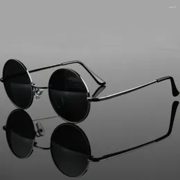 Sunglasses 2024 Fashion Show Style Glasses Real Polarised Vintage Sunglass Round UV400 Black Lens