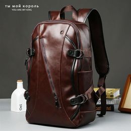 Men Vintage Backpack Comfortable Laptop Backpack Designer School Bag Male PU Leather Travel Bags Large Capacity Rucksack Bag188S