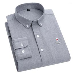 Men's Dress Shirts Cotton Solid Color Long Sleeved Shirt Business Casual Formal Work Clothes 2024 High Quality Embroidered Top