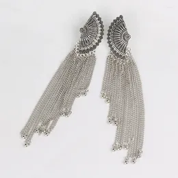 Dangle Earrings Retro Long Chain Tassel For Women Wedding Vintage Big Fan Bells Oxidised Metal Statement Party Jewellery