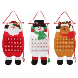 Santa Claus Father Christmas Advent Calendar Countdown Decor Santa Claus Snowman deer Fabric Pockets Christmas Decorations ZZ