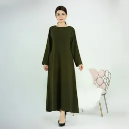 Ethnic Clothing Middle East Dubai Turkey Multi-color Plus Size Women's Dress Autumn Plain Long Sleeved Simple Abaya Ladies Daily