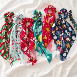 New Elastic Hair Band Ribbon Bow Scarf Christmas Long Streamers Scrunchie Women Hair Rubber Girls Hair Accessories8070052