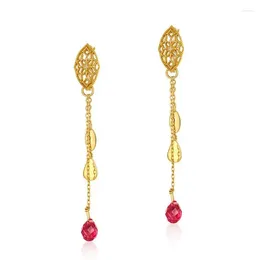 Dangle Earrings Women Topaz Earring S925 Sterling Silver 10k Gold Plated White Zircon Pink Faceted Water Drop Beads