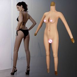 Accessori per costumi Tuta intera in silicone maschio femmina Costume intero in un pezzo C D E Coppa Tuta in silicone da uomo a donna Costume crossdresser con tette