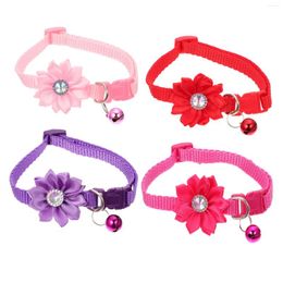 Dog Collars 4 Pcs Pet Flower Collar Adjustable Cat Party Favour For Decorations Cats With Bell Puppy Litter Neck And Dogs Daily