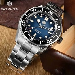 Other Watches San Martin 2023 New Men Diver Helium Device NH35 Automatic Mechanical Luxury Classic Vintage Gradient Dial Waterproof 300m
