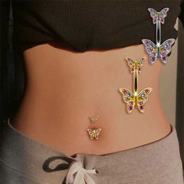 Navel Bell Button Rings 1PC Trendy Butterfly Pendant Belly Button Rings Sexy Body Piercing Bars Piercings Navel Piercing Gothic Jewellery Wedding Jewellery YQ240125