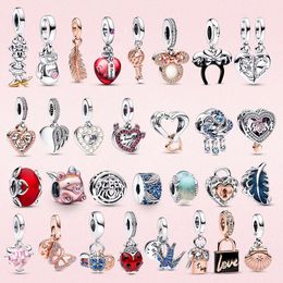 New Sier Plated Charm Heart Bead Mouse Pendant Fit Original Charm Bracelet Women Jewellery Mother Love Gift