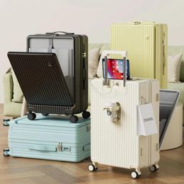 Suitcases Design Rolling Luggage Travel Suitcase FrontOpen Trunk Fashion LargeCapacity Silent UniversalWheel Businessluggage