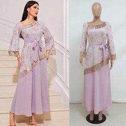 Ethnic Clothing Sequined Tassel African Dresses For Women Muslim Fashion Abaya Dashiki Africa Robe Femme Slim Evening Long Maxi Dress