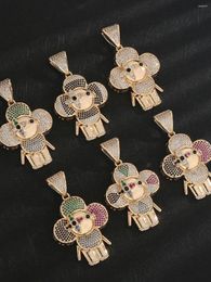 Pendant Necklaces Various Charming Hip-hop 14k Gold-plated Animal Panda Cubic Zirconia Copper