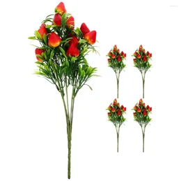 Decorative Flowers Simulated Strawberry Artificial Fake Fruit Stems Branch Faux Branches Plastic Party Decorations Home