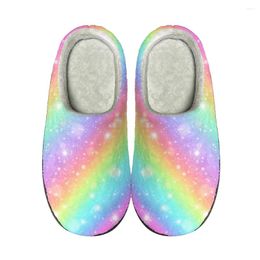 Slippers Rainbow Glitter Home Cotton Custom High Quality Mens Womens Plush Fashion Casual Keep Warm Shoes Thermal Slipper