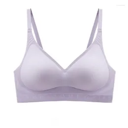 Women's Sleepwear Fixed Cup Soft Support Letter Without Steel Ring Jelly Strip Silicone Seamless Underwear Gathering Comfortable Bra