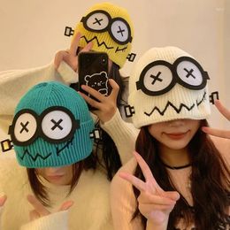 2024 Funny and Cute Knitted Woollen Hat Women's Winter Warm Cartoon Warm and Ear Protection Hat Student Headband Hat