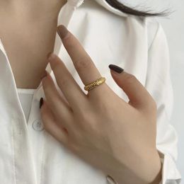 Cluster Rings Gold Plated Ring With Adjustable Open Design For Women Ins Style Minimalist Circle Fashionable And Luxurious