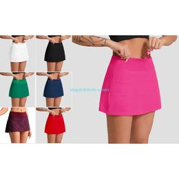 LU Yoga Pleated Tennis Skirt Women Gym Clothes Sports Shorts Female Running Fitness Dance Yoga Underwear Beach Biker Golf Ski 31