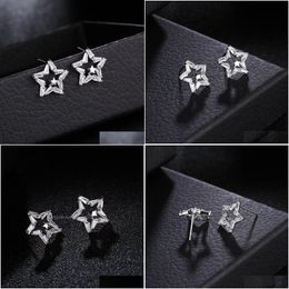 Stud High Quality Trendy Small Star Shaped Design White Gold Color Nickel Jewelery Accessories Gift Fashion Stud Earrings For Drop De Dhhso