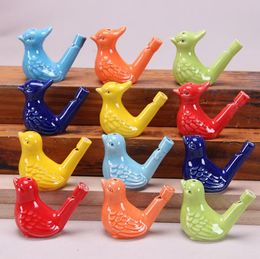 Party Favor Ceramic Water Bird Whistle With Rope Vintage Funny Musical Toys For Children Gift Educational Early Learning Painting Toy SN6326