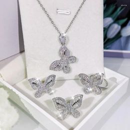 Necklace Earrings Set S'rLive Streaming Cross-border Internet Celebrity Source Jewellery Gold-plated Zircon Three Piece