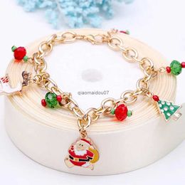 Chain Personality Simple Design Charm Bracelet Christmas Santa Claus Shape Bracelet For Women Girl Korean Sweet Cute Jewellery Xmas GiftL24