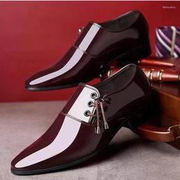 Dress Shoes Men Leather Shoe Pointed Toe Men's Business Formal Comfort Design Bright Plus Size Casual Anti-slip Wedding