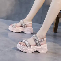 Sandals Ankle Strap Women Shoes Summer 2024 Outside Wear Thick Bottom Muffin Fashion Peep Toe Sports Black Pink Beige