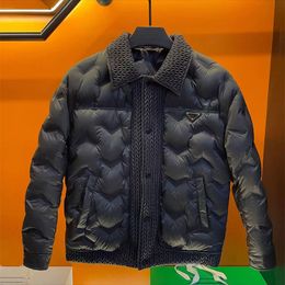 Autumn and winter European lapel splicing design sense windproof warm casual trend all men and women loose cotton coat